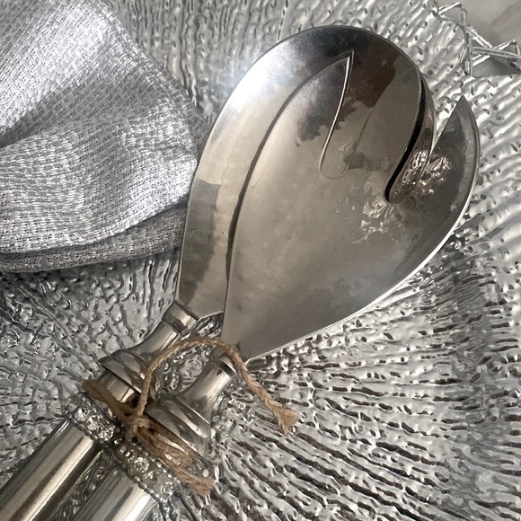 Serving set of fork and spoon in silver and diamonds - Picture 4 of 4